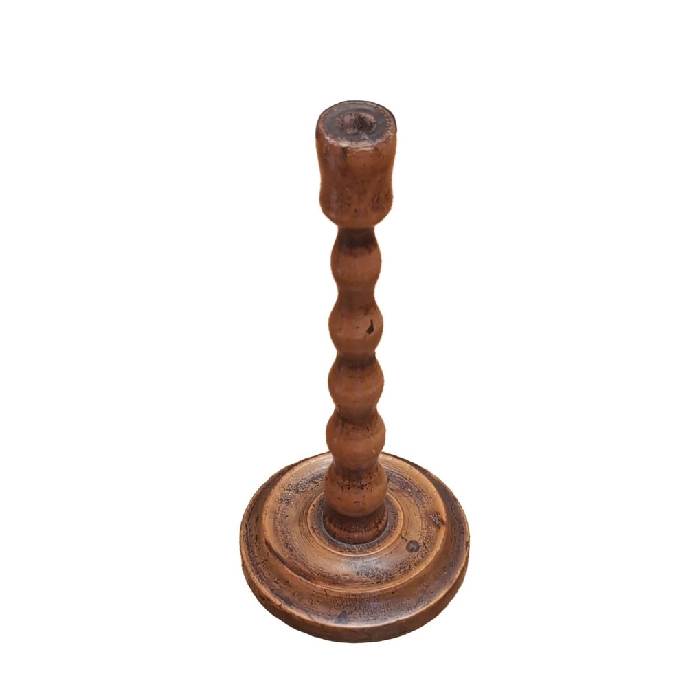 Vintage Wooden Taper Candle‎ Holder Brown Wood Candlestick